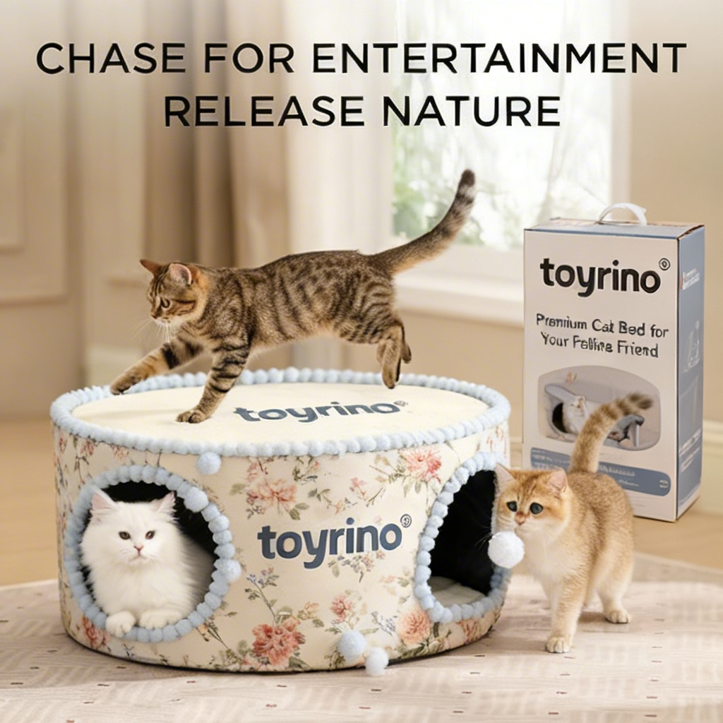 toyrino® Cat’s Cosmic Hideaway Pod: Plush Nap Fort for Lazy Feline Royals & Curious Kitties